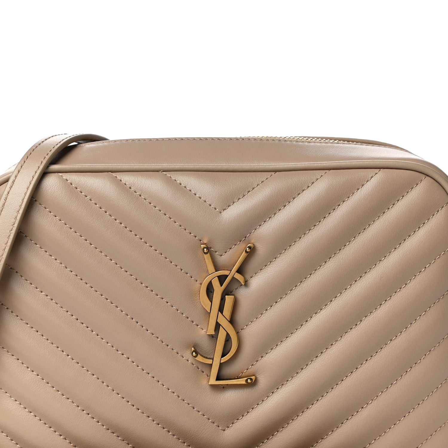 Saint Laurent Calfskin Matelasse Monogram Lou Camera Bag Dark Latte 8 of 10