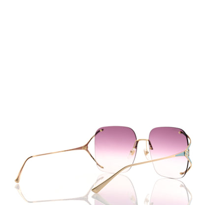 Gucci Metal Oversized Sunglasses GG0646S Gold Blue 4 of 8