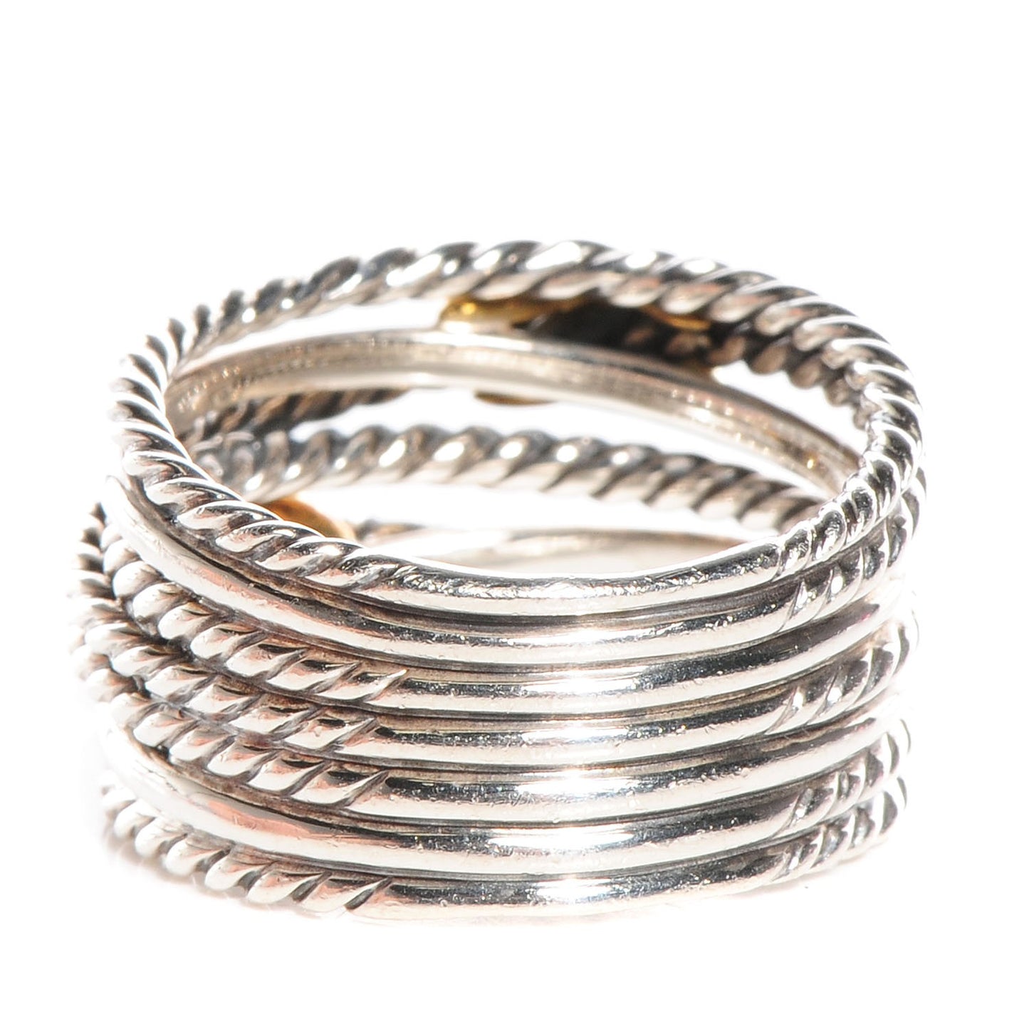 Sterling Silver 18K Yellow Gold Double X Crossover Ring 8