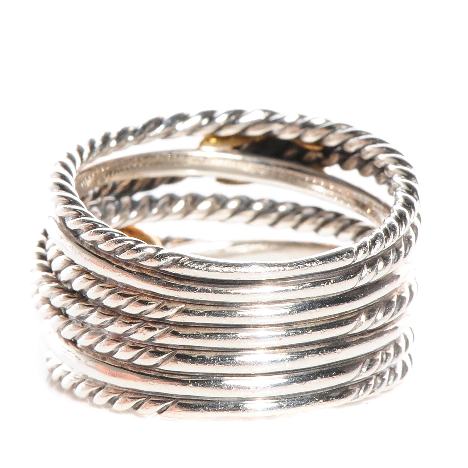 David Yurman Sterling Silver 18K Yellow Gold Double X Crossover Ring 8 3 of 4