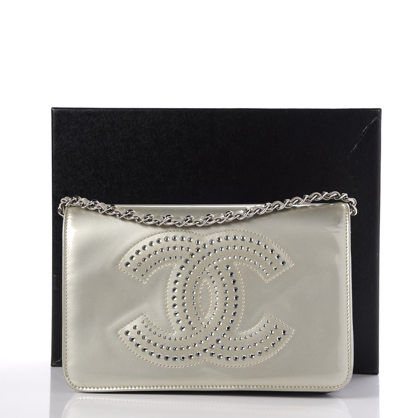Patent Strass Wallet On Chain WOC Silver