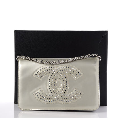 Chanel Patent Strass Wallet On Chain WOC Silver 13 of 13