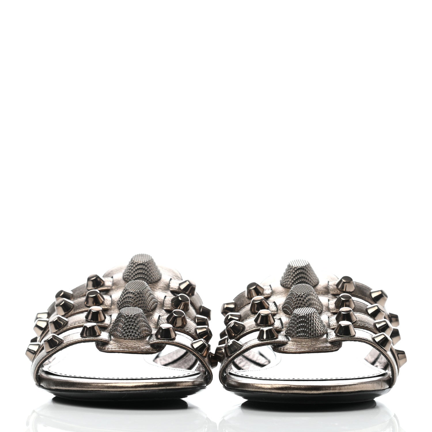 Balenciaga Metallic Lambskin Giant Silver Flat Sandals 35 Pewter 2 of 8