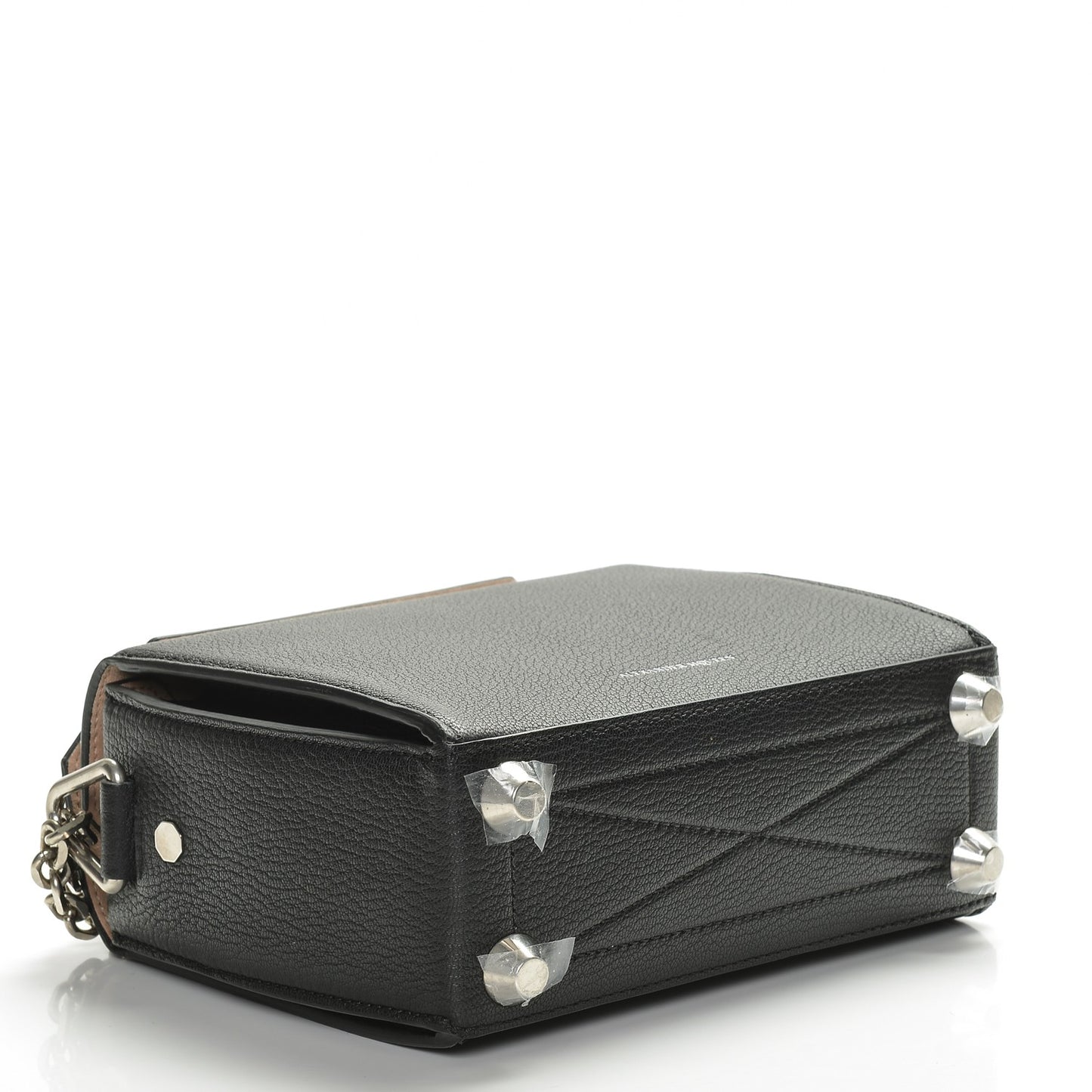 Silky Amish Grain Calfskin Box Shoulder Bag 19 Black