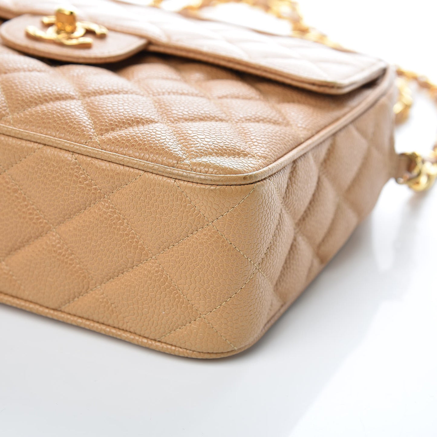 Caviar Quilted Camera Case Beige