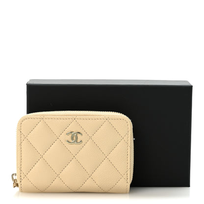 Chanel Caviar Quilted Zip Around Coin Purse Beige 8 of 8