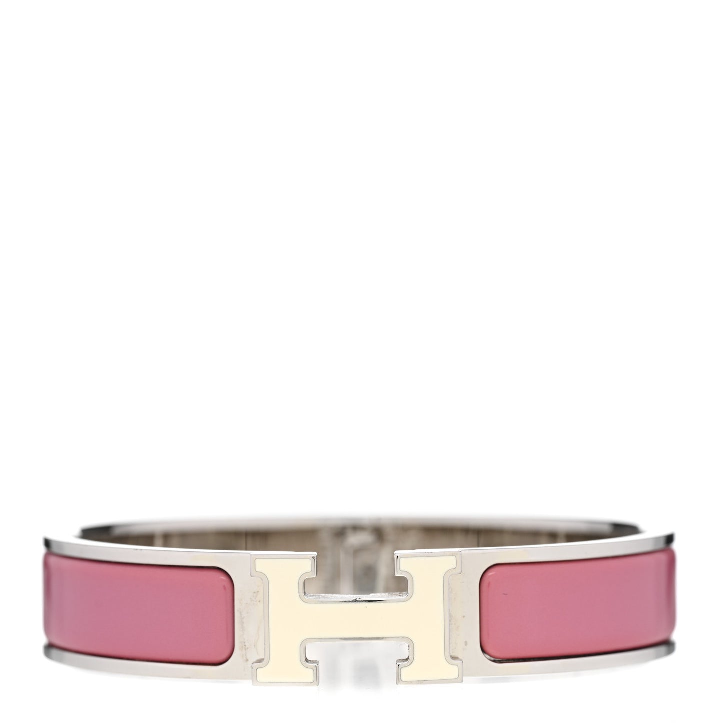 Enamel Narrow Clic Clac H Bracelet PM Rose Velours White