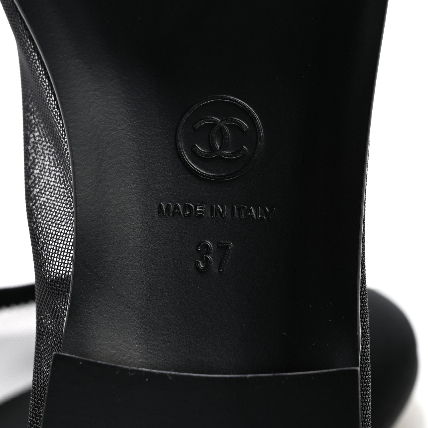 Chanel Mesh Grosgrain CC Cap Toe Ballerina Flats 37 Black 7 of 10