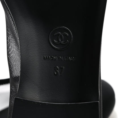 Chanel Mesh Grosgrain CC Cap Toe Ballerina Flats 37 Black 7 of 10