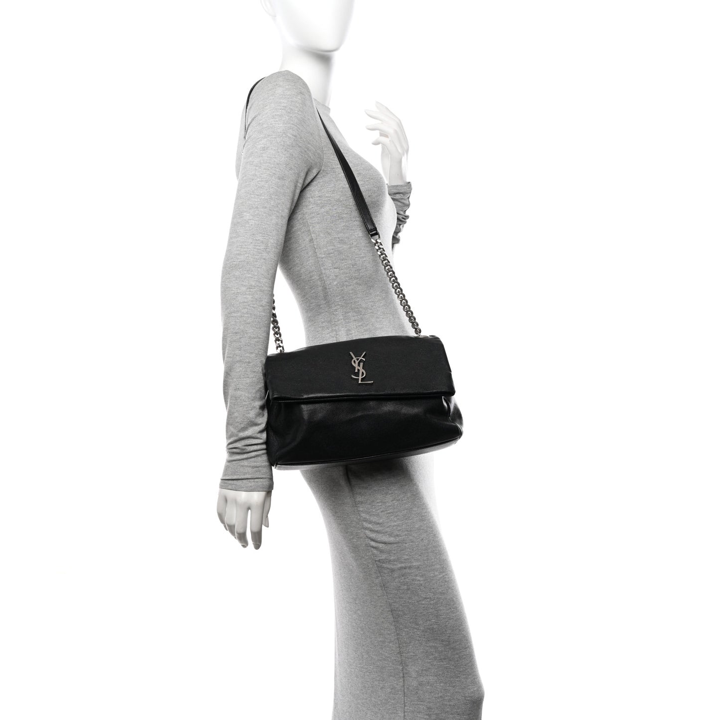 Grain De Poudre Medium West Hollywood Monogram Fold-Over Black