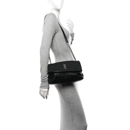 Saint Laurent Grain De Poudre Medium West Hollywood Monogram Fold-Over Black 2 of 13