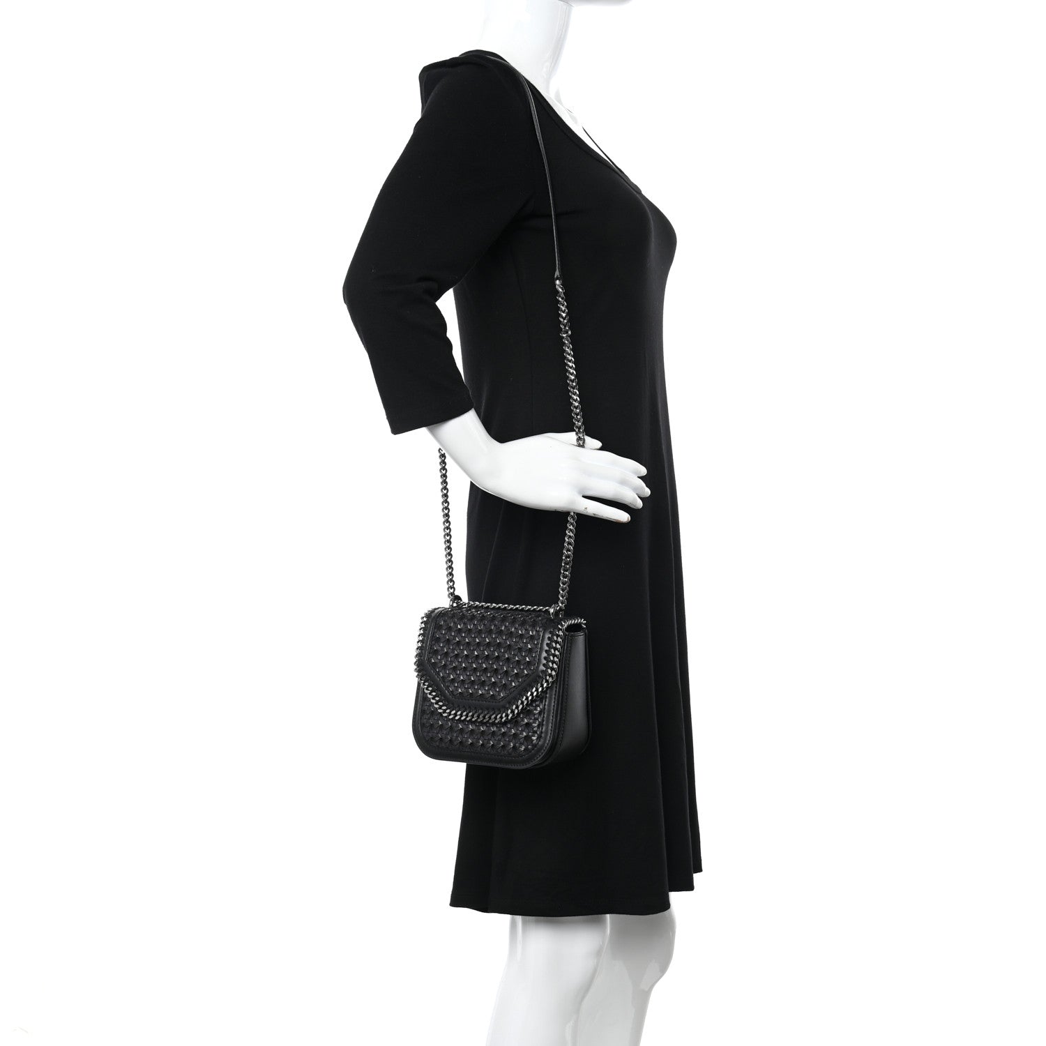 Stella McCartney Eco Alter Nappa Woven Mini Falabella Box Shoulder Bag Black 2 of 9