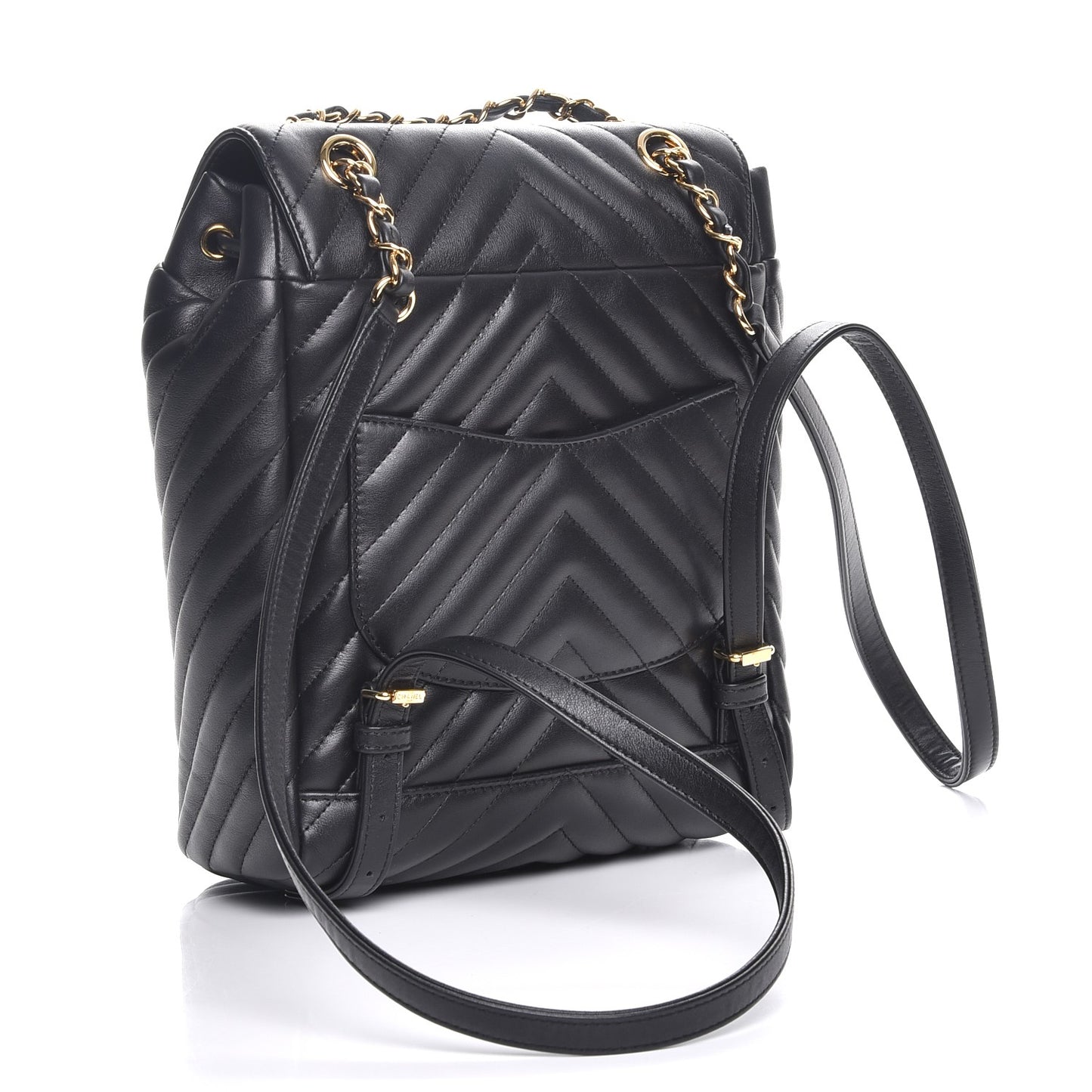 Calfskin Chevron Quilted Small Urban Spirit Backpack Black