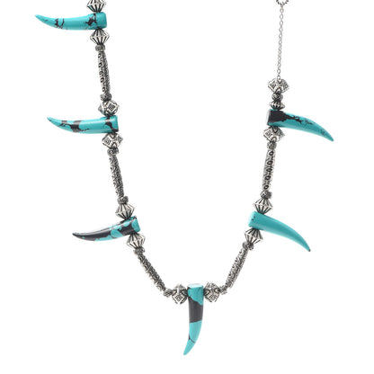 Gucci Sterling Silver Resin Horn Necklace Turquoise 1 of 6
