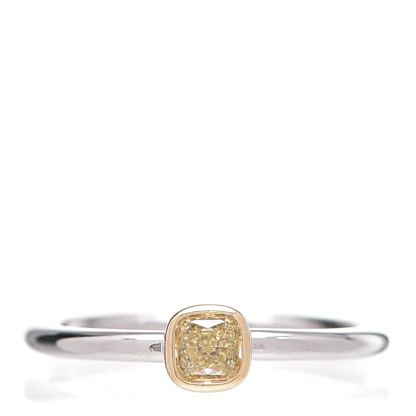 18K Yellow Gold Platinum Fancy Yellow Diamond Bezet Ring 51 5.75