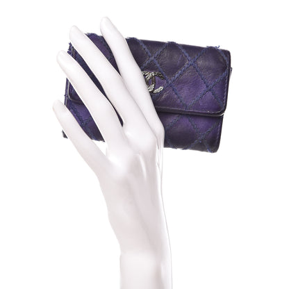 Chanel Calfskin Diamond Stitched Card Holder Wallet Purple 2 of 15