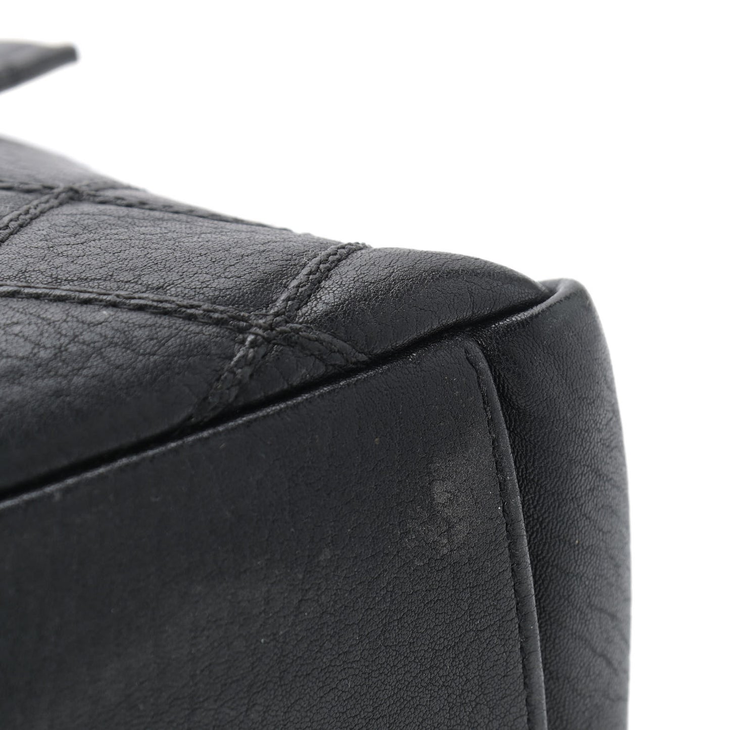 Calfskin Diamond Quilted Monogram Large College Bag Black