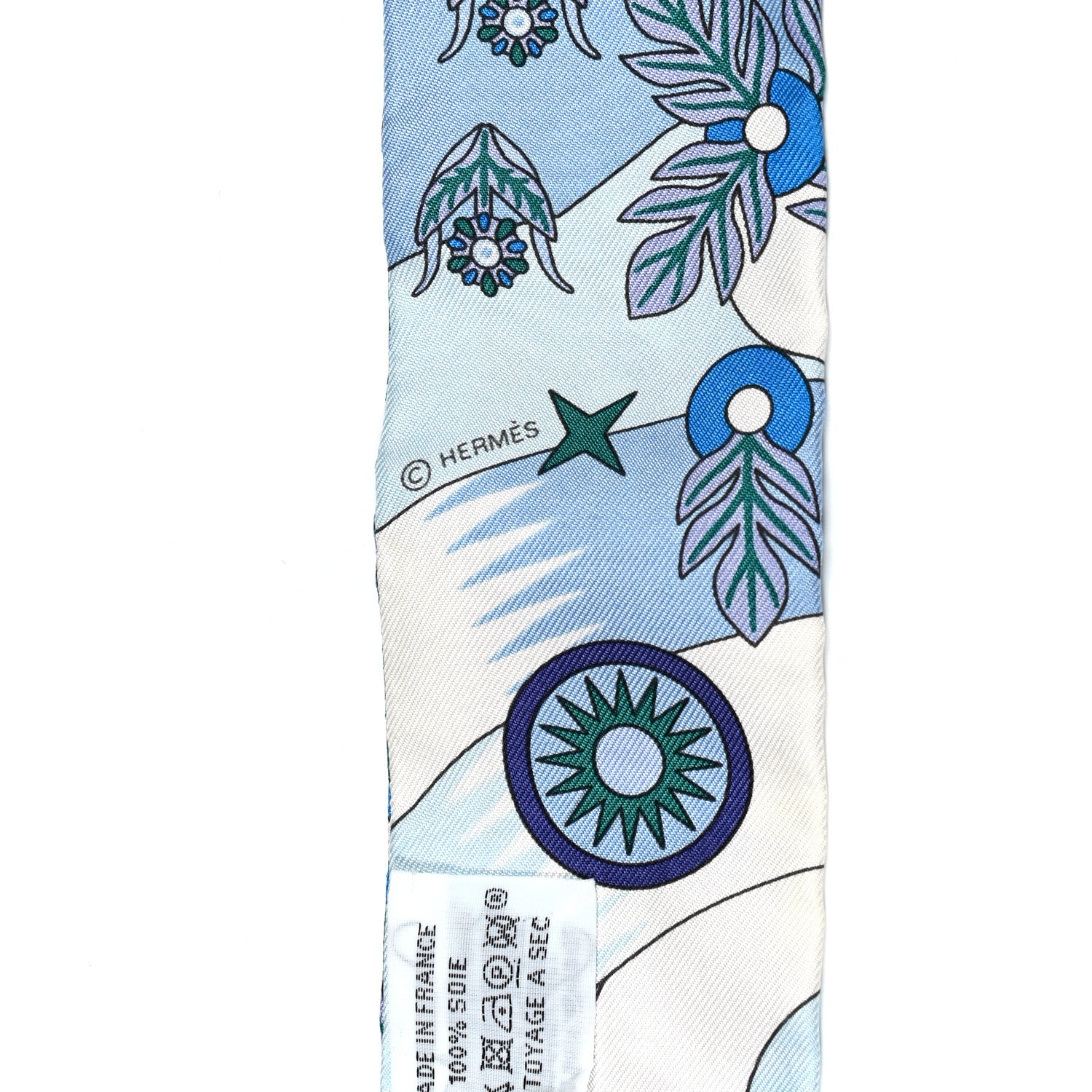 Hermes Silk La Source de Pegase Twilly Ciel Bleu Royal White 3 of 4