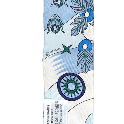 Hermes Silk La Source de Pegase Twilly Ciel Bleu Royal White 3 of 4