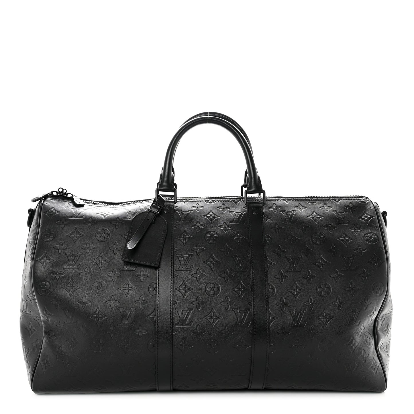 Calfskin Shadow Monogram Keepall Bandouliere 50 Black