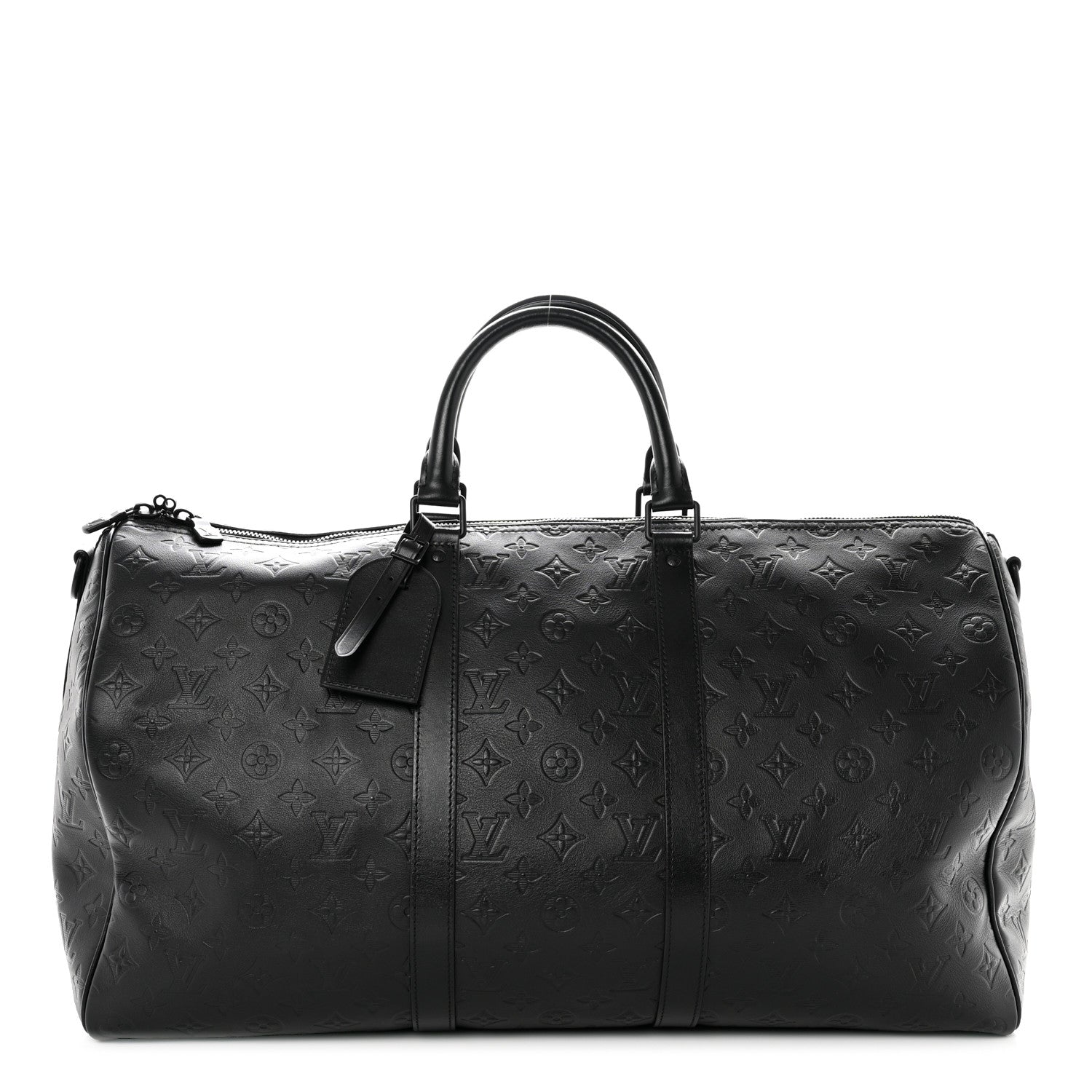 Louis Vuitton Calfskin Shadow Monogram Keepall Bandouliere 50 Black 1 of 8