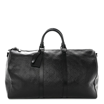 Louis Vuitton Calfskin Shadow Monogram Keepall Bandouliere 50 Black 1 of 8