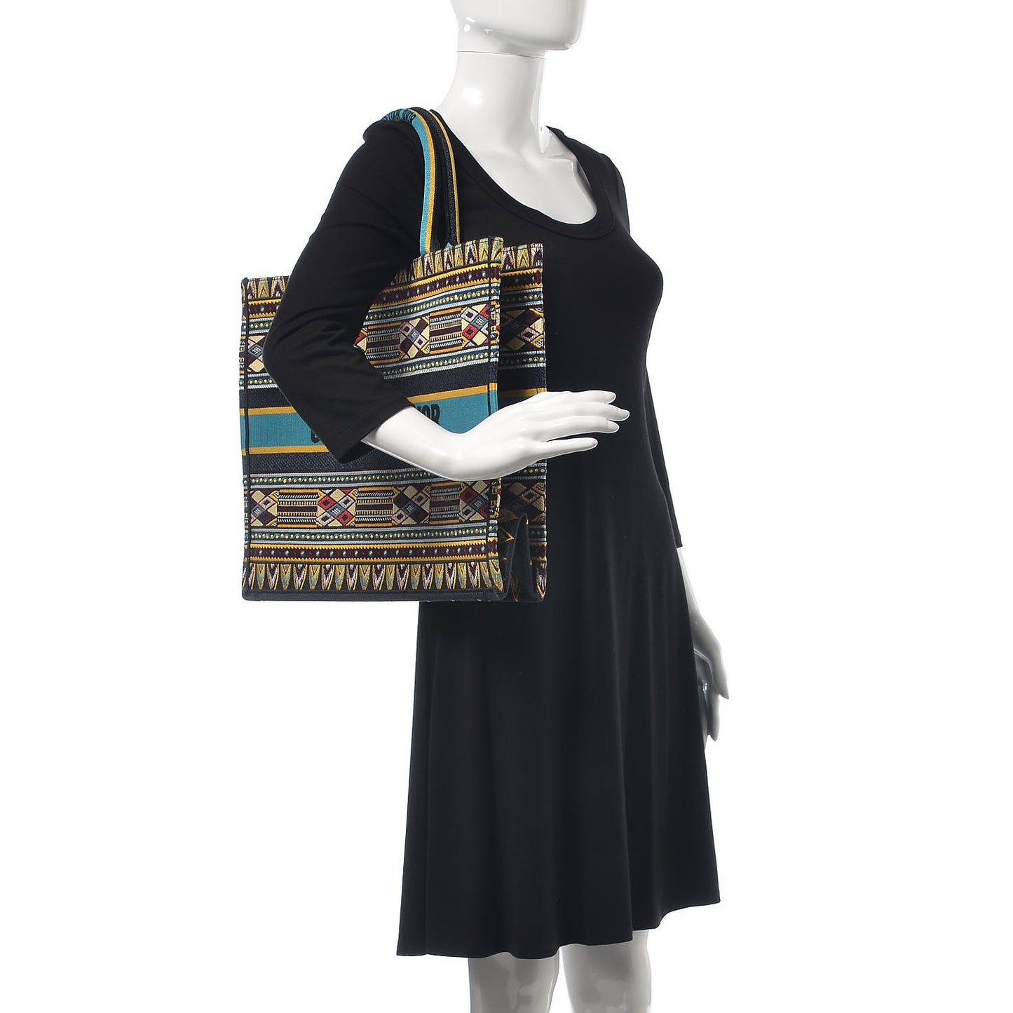 Canvas Embroidered Book Tote Blue Multicolor