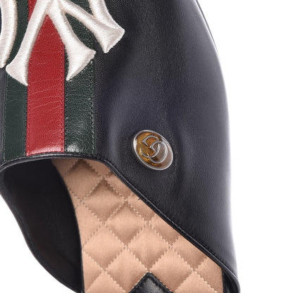 Gucci X MLB Lambskin NY Yankees Embroidered Mens GG Slippers 10 Black 9 of 11