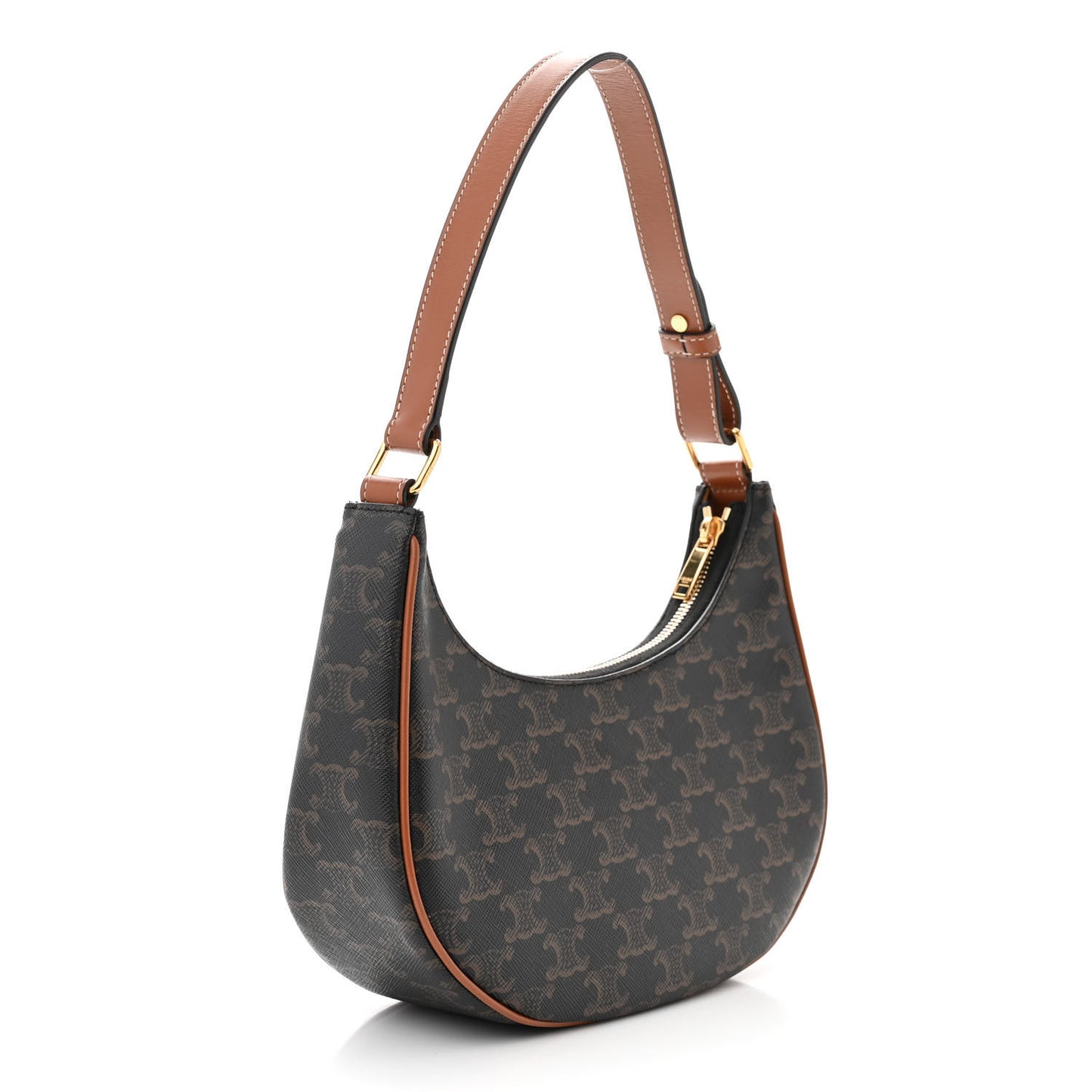 Triomphe Canvas Calfskin Ava Shoulder Bag Tan