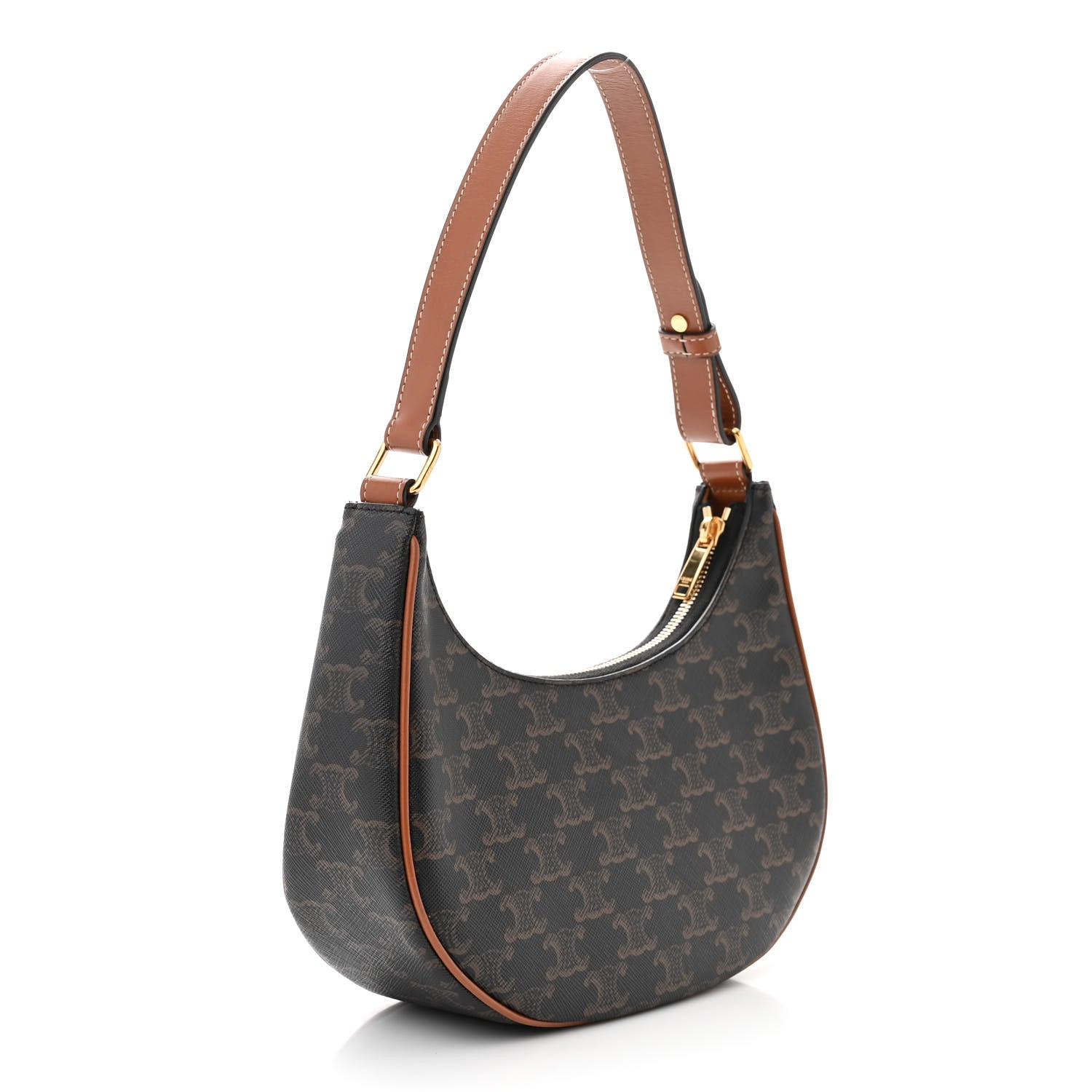 Celine Triomphe Canvas Calfskin Ava Shoulder Bag Tan 3 of 11