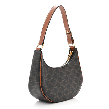 Celine Triomphe Canvas Calfskin Ava Shoulder Bag Tan 3 of 11