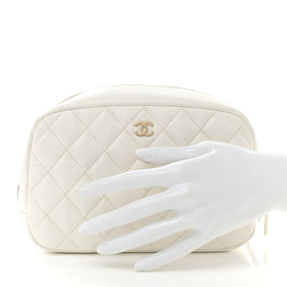 Chanel Caviar Quilted Medium Curvy Pouch Cosmetic Case White 2 of 11