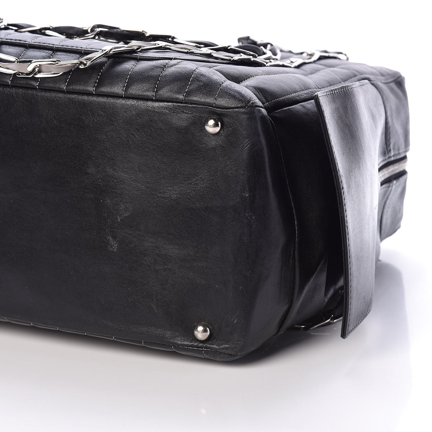 Lambskin Vertical Quilted Mademoiselle Camera Case Black