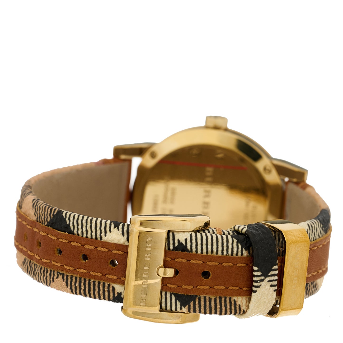 Stainless Steel Calfskin 34mm Haymarket Quartz Watch Gold BU9133