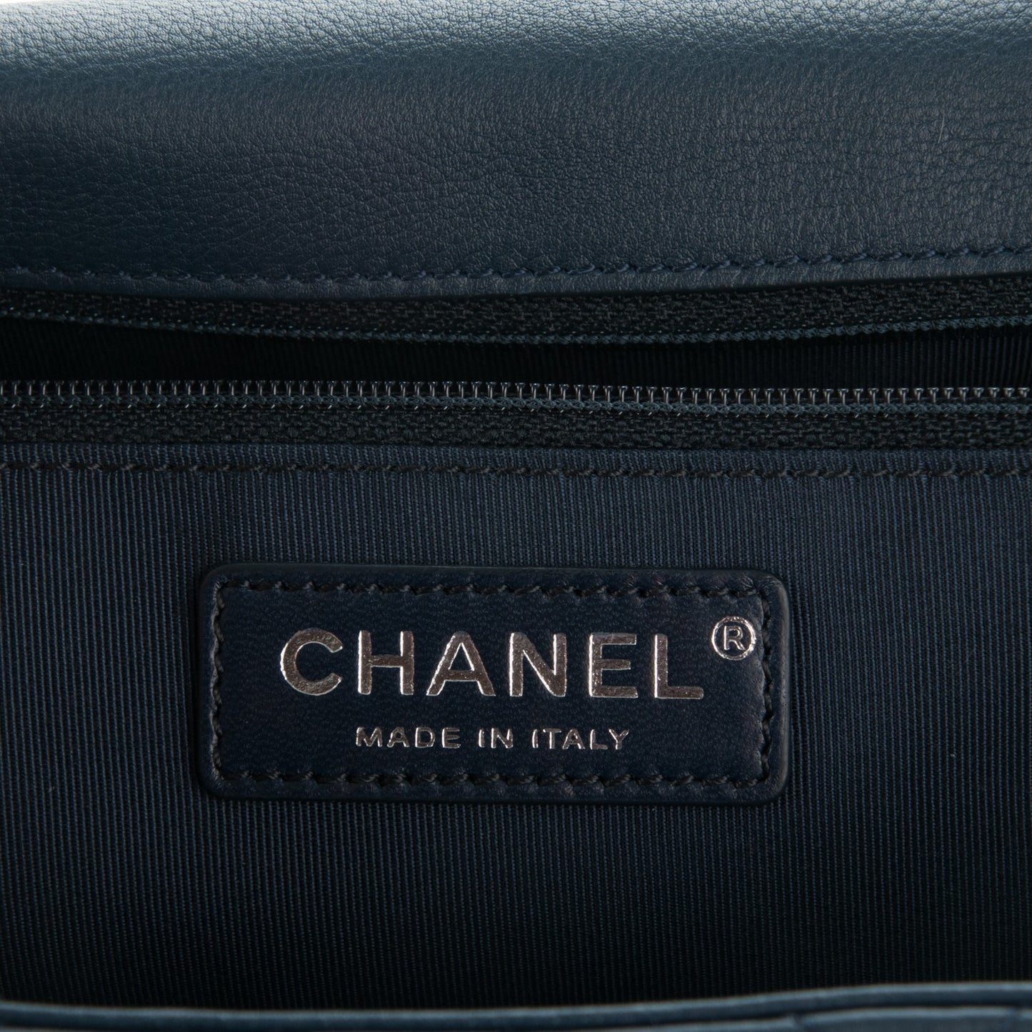 Calfskin Quilted Medium Frame in Chain Flap Navy