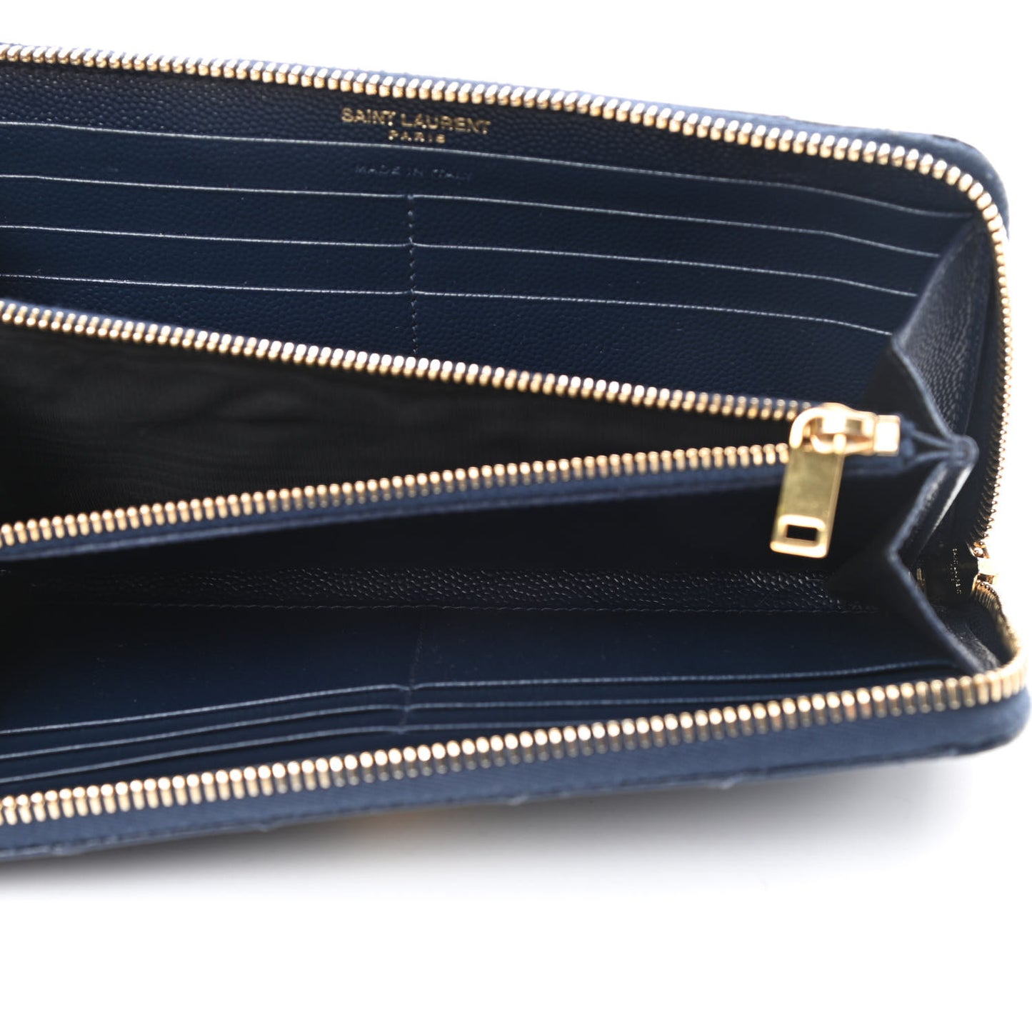 Grain De Poudre Matelasse Chevron Monogram Zip Around Wallet Navy