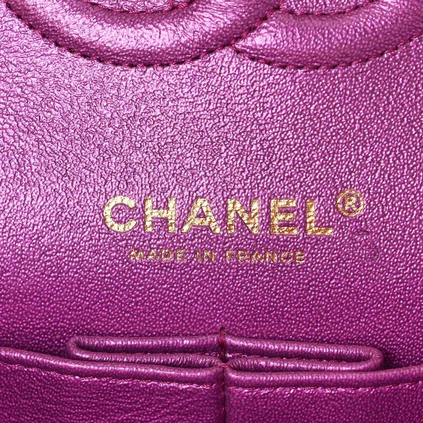 Iridescent Lambskin Quilted Medium Double Flap Purple