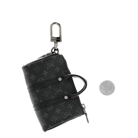 Monogram Eclipse Mini Keepall Bag Charm Key Holder Black