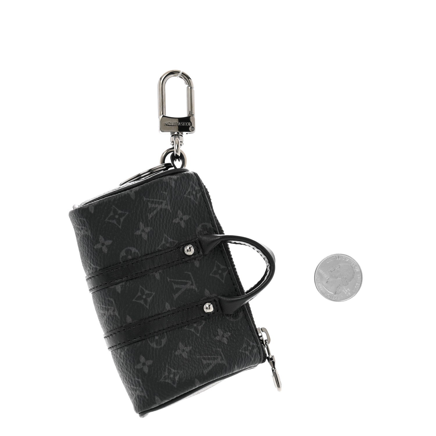 Louis Vuitton Monogram Eclipse Mini Keepall Bag Charm Key Holder Black 2 of 6