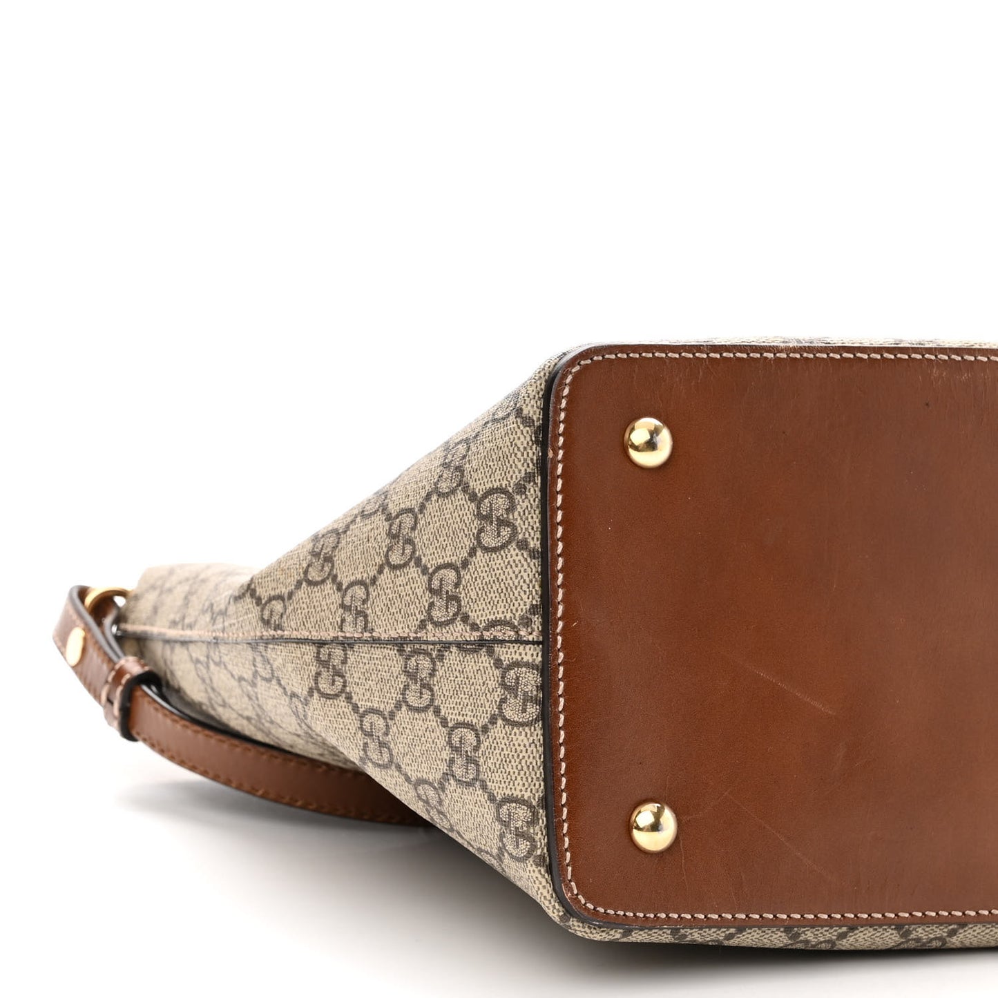 GG Supreme Monogram Linea A Foldover Tote Brown