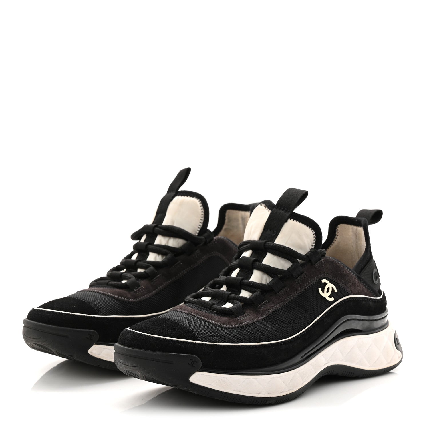 Chanel Fabric Suede CC Sneakers 39 Black 4 of 10
