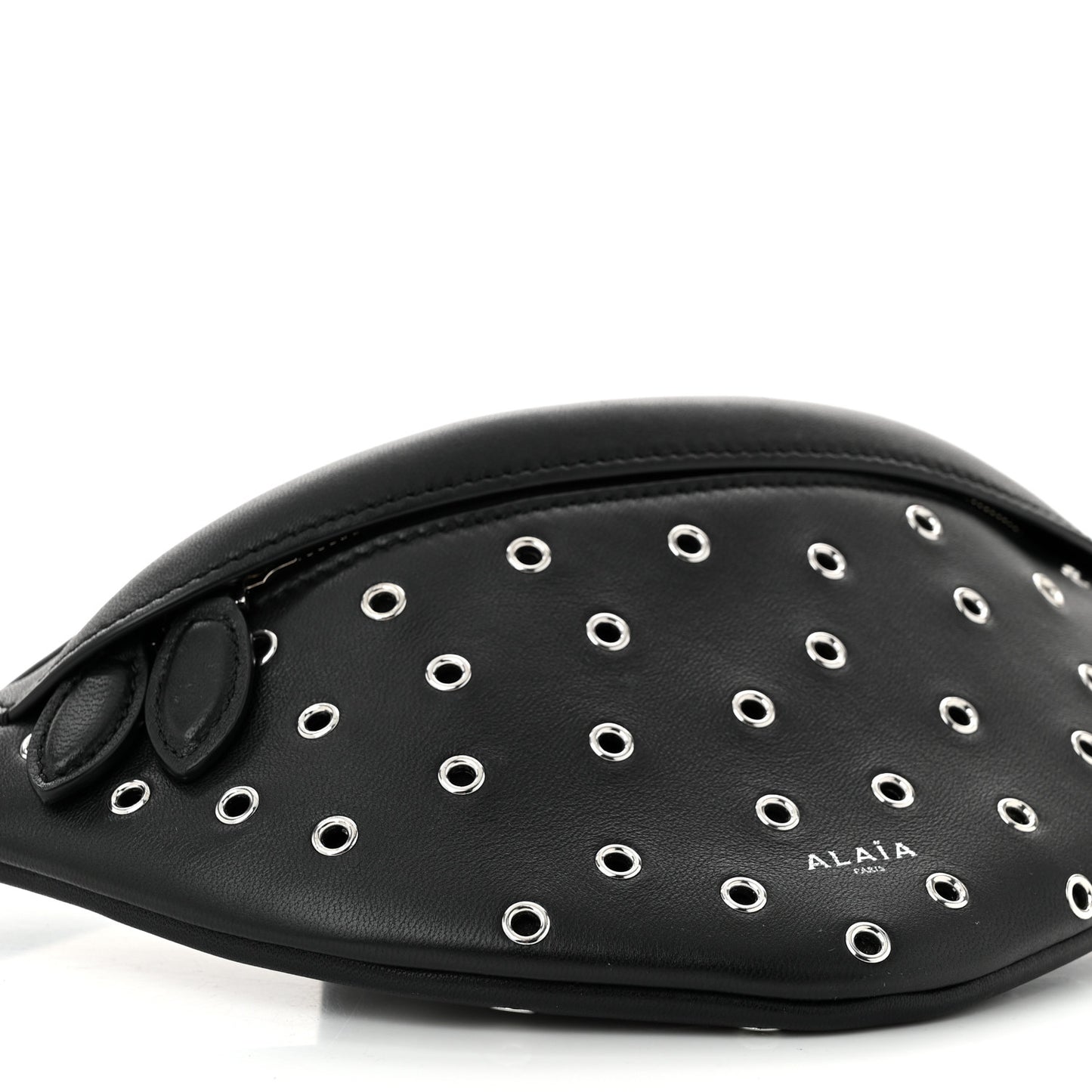 Lambskin Grommet Belt Bag Black