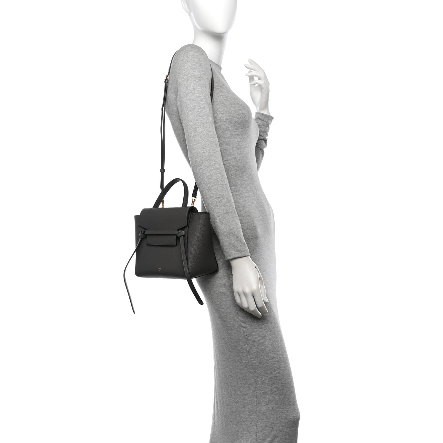 Grained Calfskin Nano Belt Bag Grey