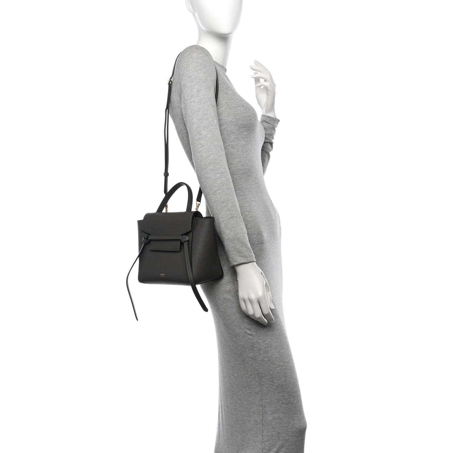 Celine Grained Calfskin Nano Belt Bag Grey 2 of 10