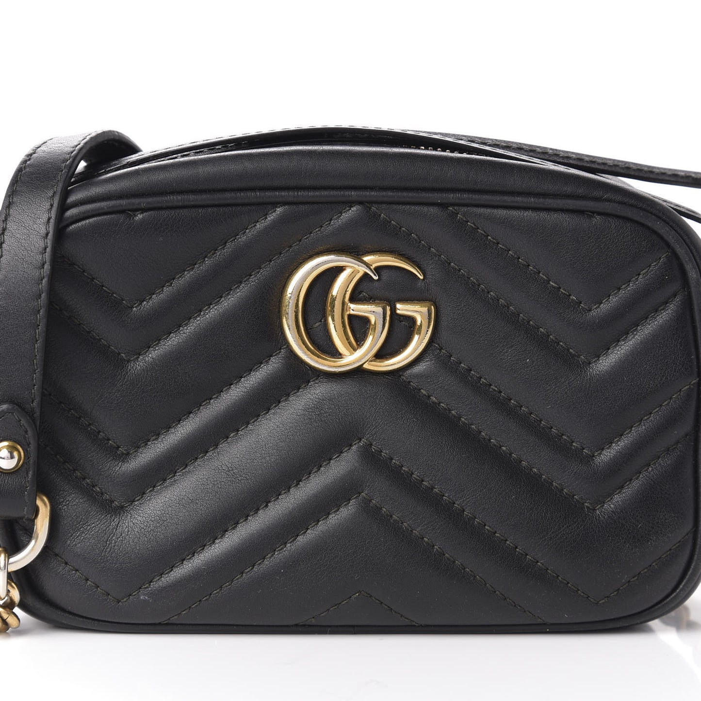 Calfskin Matelasse Mini GG Marmont Chain Shoulder Bag Black