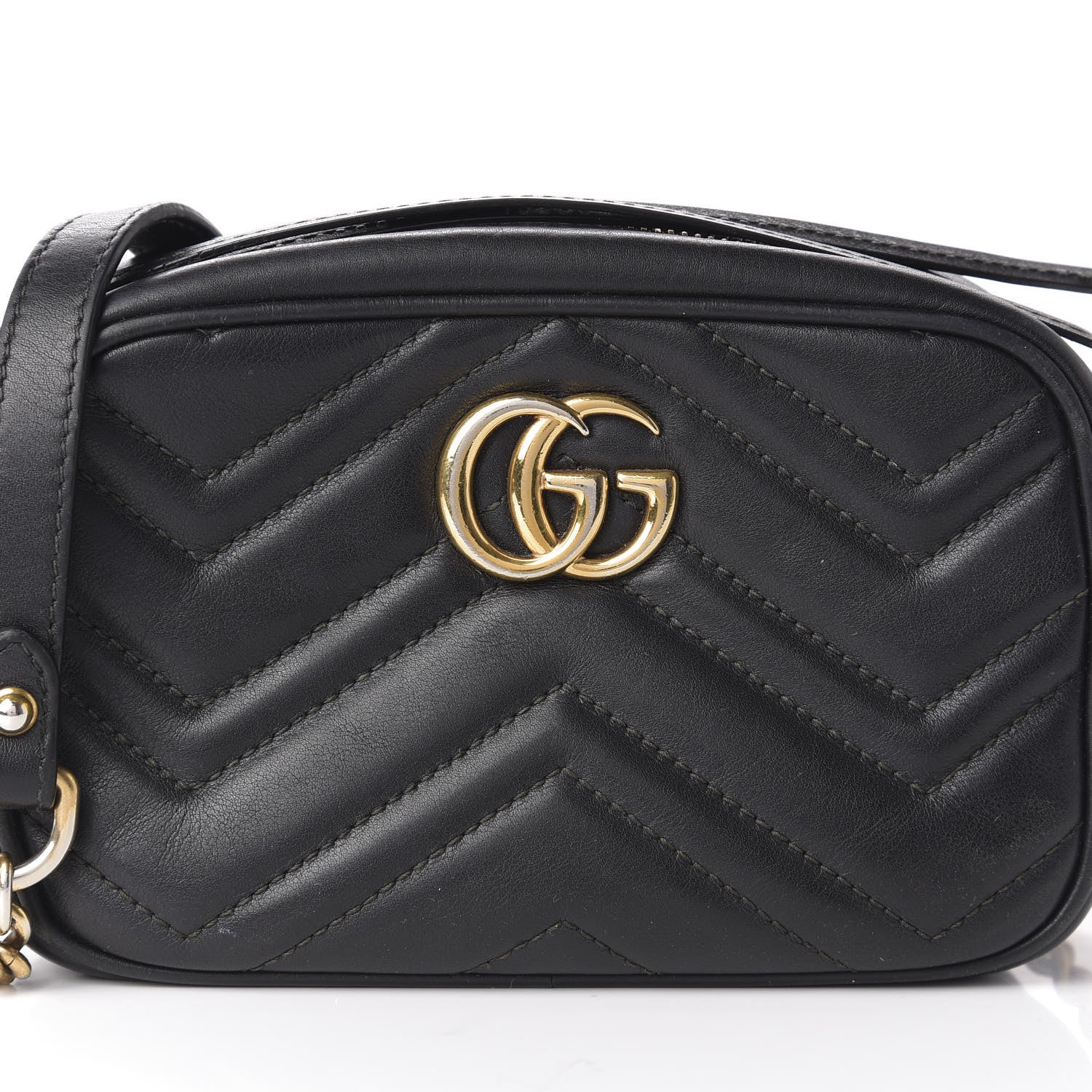 Gucci Calfskin Matelasse Mini GG Marmont Chain Shoulder Bag Black 13 of 13