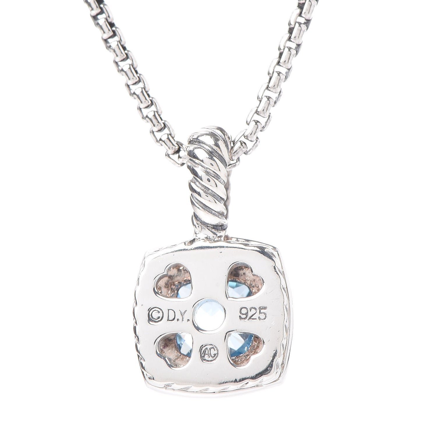 Sterling Silver Diamond Blue Topaz 7mm Petite Albion Pendant Necklace