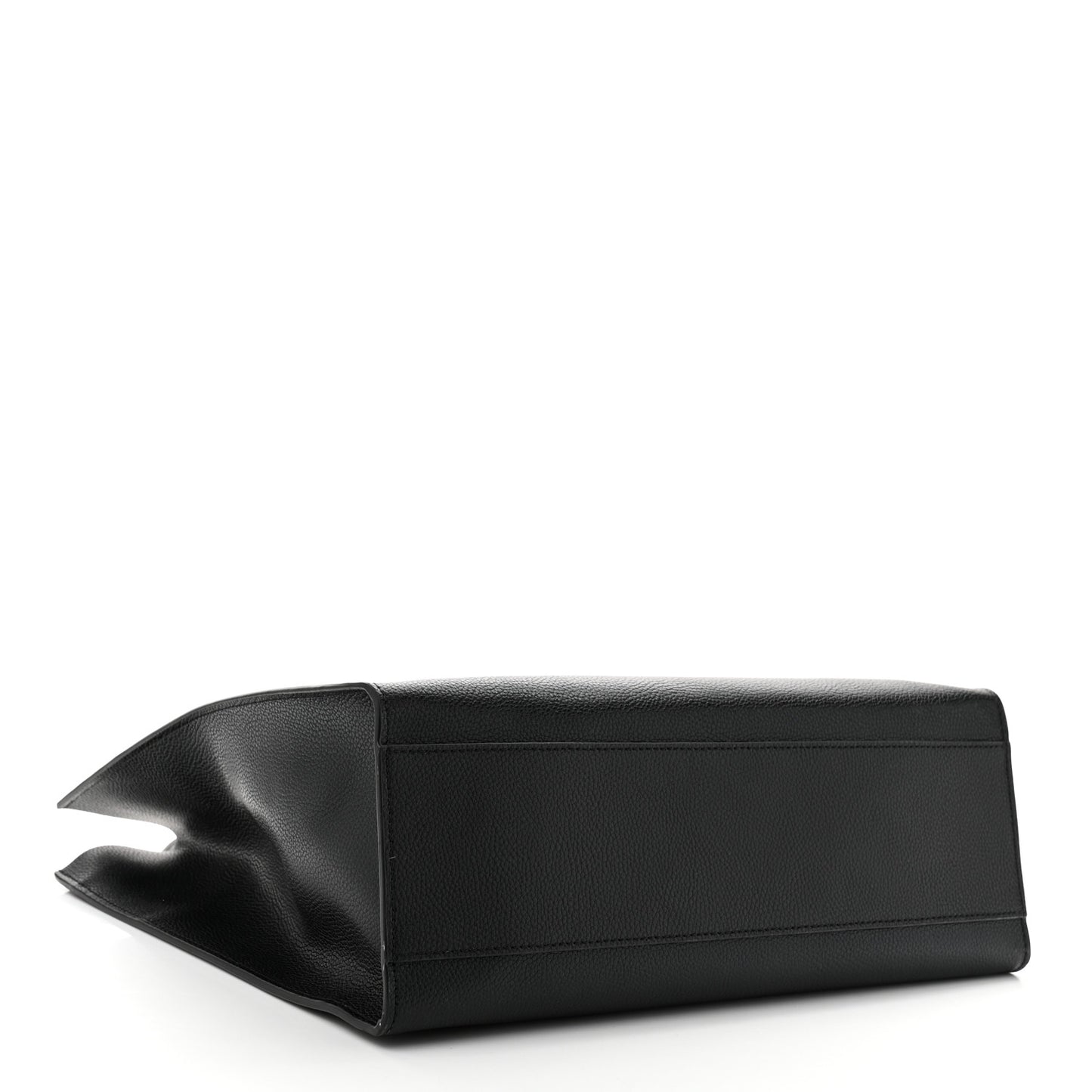 Grained Calfskin Grind Shopper Tote Black