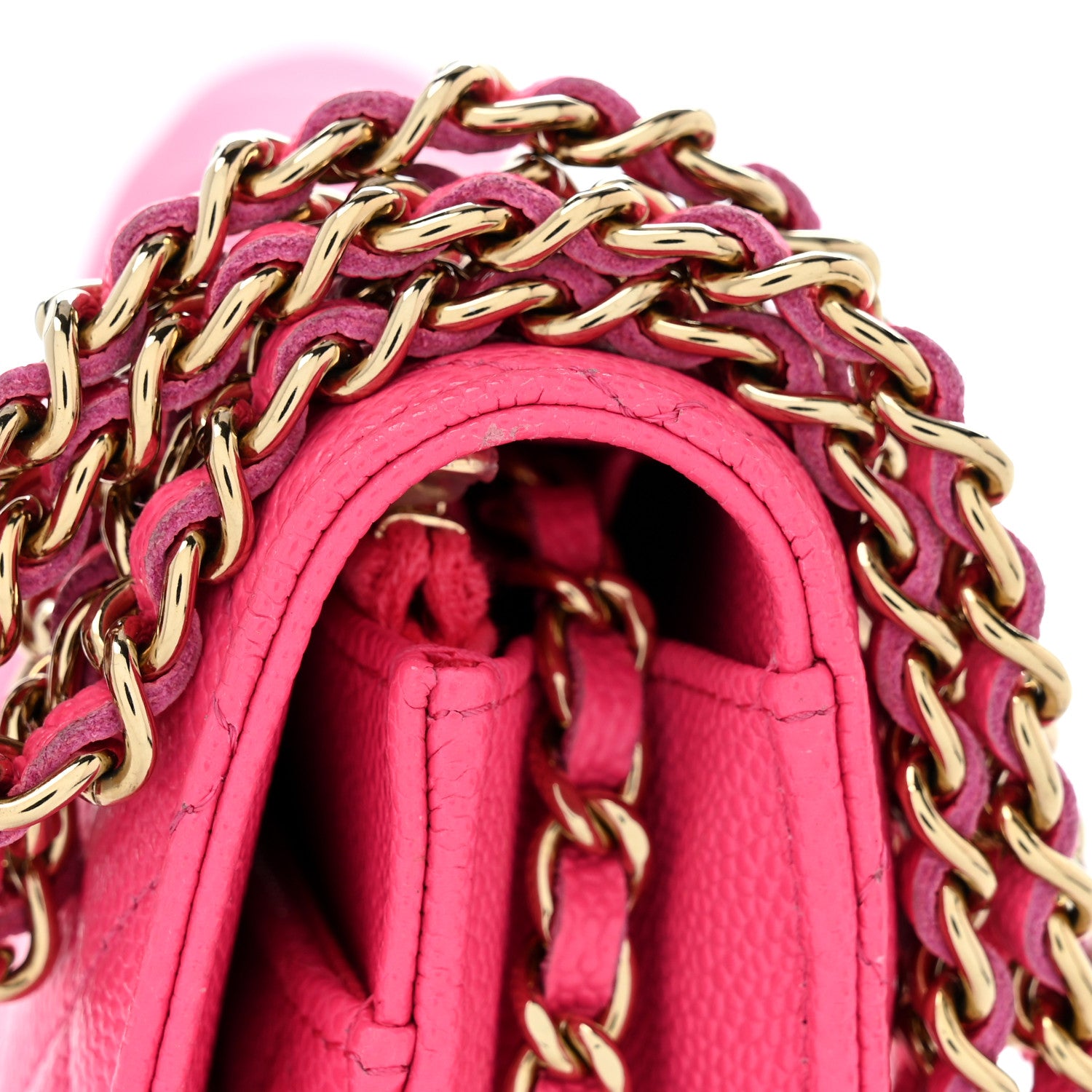 Chanel Caviar Quilted Wallet on Chain WOC Fuchsia 13 of 14