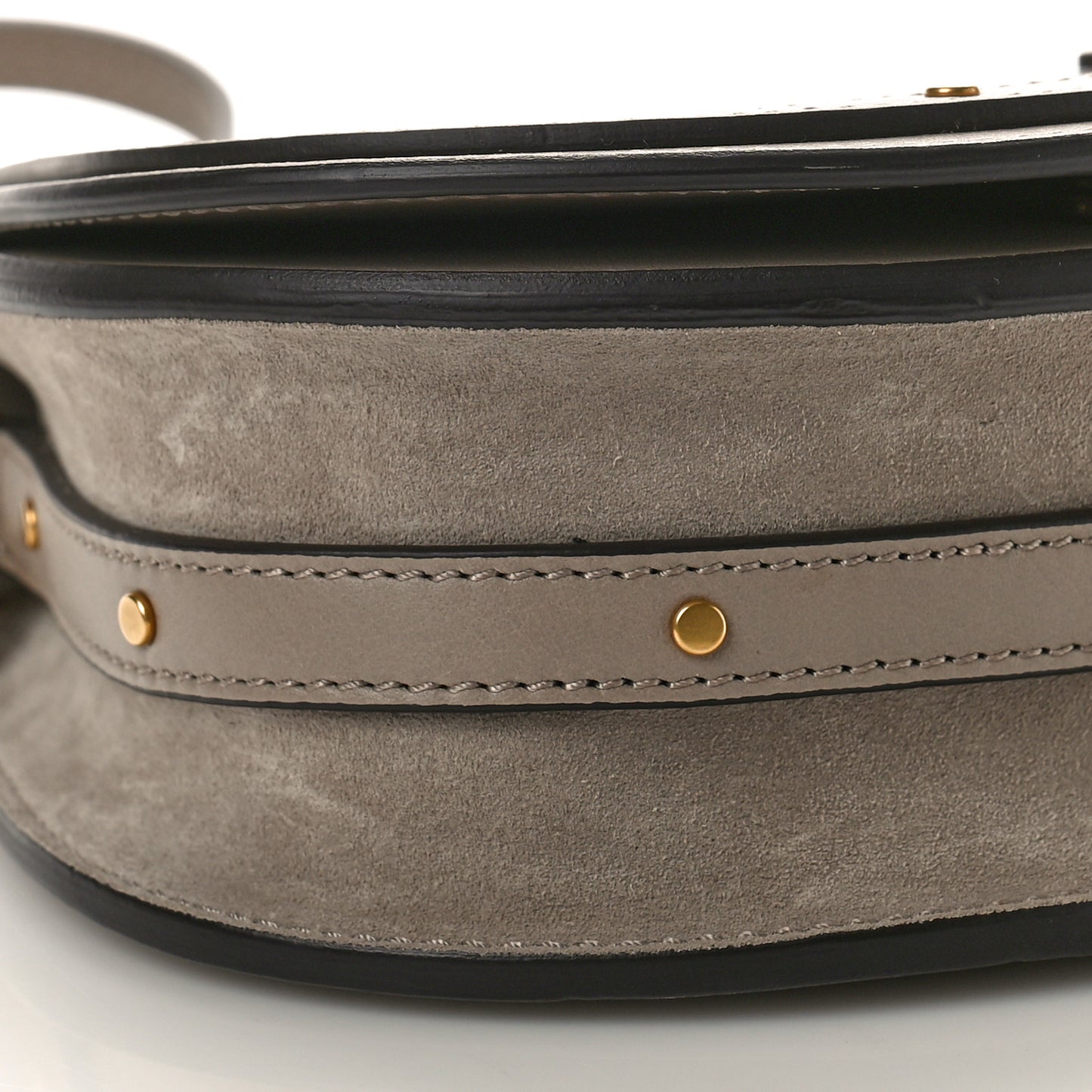 Calfskin Suede Small Nile Bracelet Bag Motty Grey